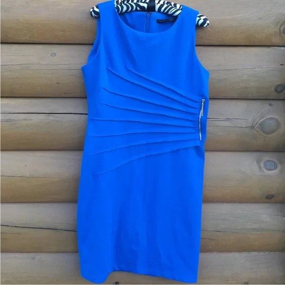 Ivanka Trump Vibrant Blue Pleated Mini Dress - Picture 2 of 5
